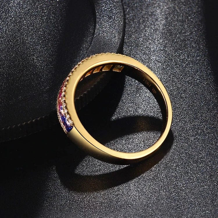 Hot Sale 18k solid gold jewelry Natural Multi Sapphire White Diamond 18K Au750 Gold rings wedding