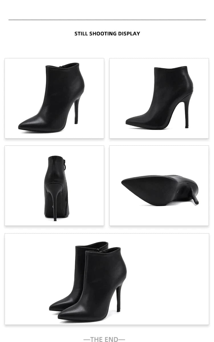 Hot sale 2024 European and American new classic glossy finish pointed high heel women's short boots fashion boots