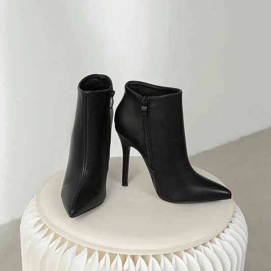 Hot sale 2024 European and American new classic glossy finish pointed high heel women's short boots fashion boots