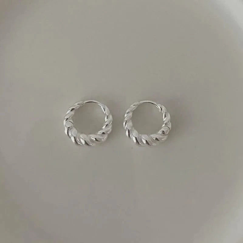 Hot Sale 925 Sterling Silver Twist Croissant 18K Gold Plated Hoop Earrings For Women 2024