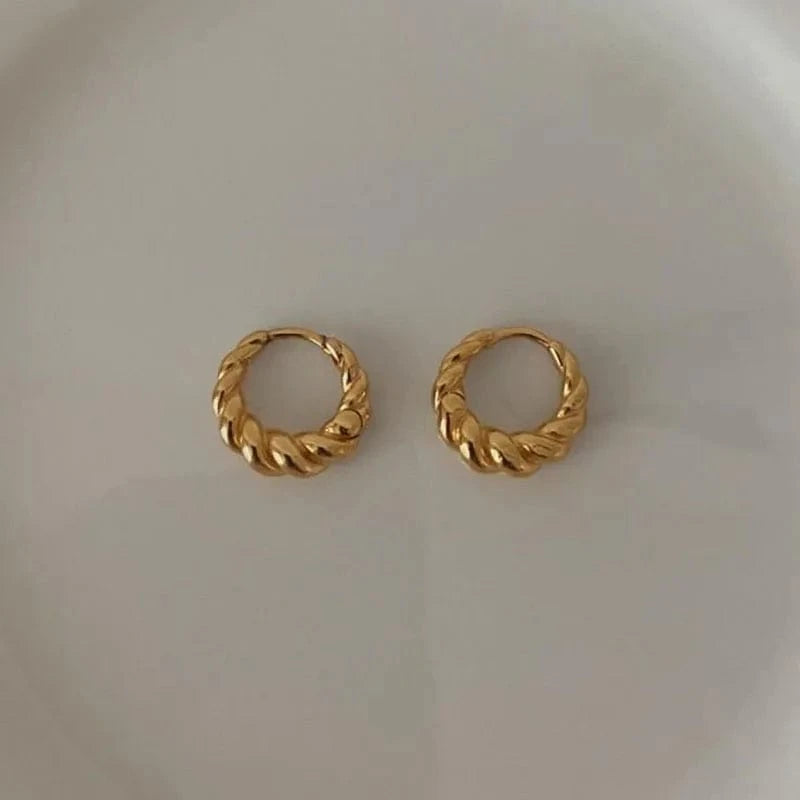 Hot Sale 925 Sterling Silver Twist Croissant 18K Gold Plated Hoop Earrings For Women 2024