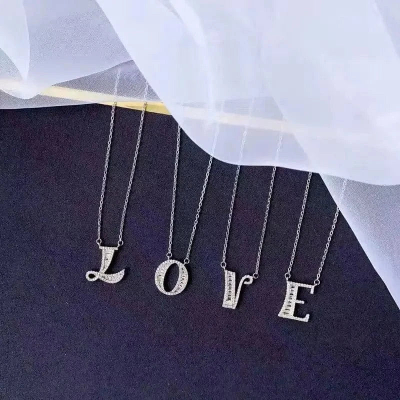 Hot Sale Alphabet Letter A-Z Pendant Charm Sterling Silver Jewelry 925 with CZ Stones Initial Necklace