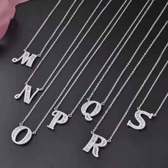 Hot Sale Alphabet Letter A-Z Pendant Charm Sterling Silver Jewelry 925 with CZ Stones Initial Necklace