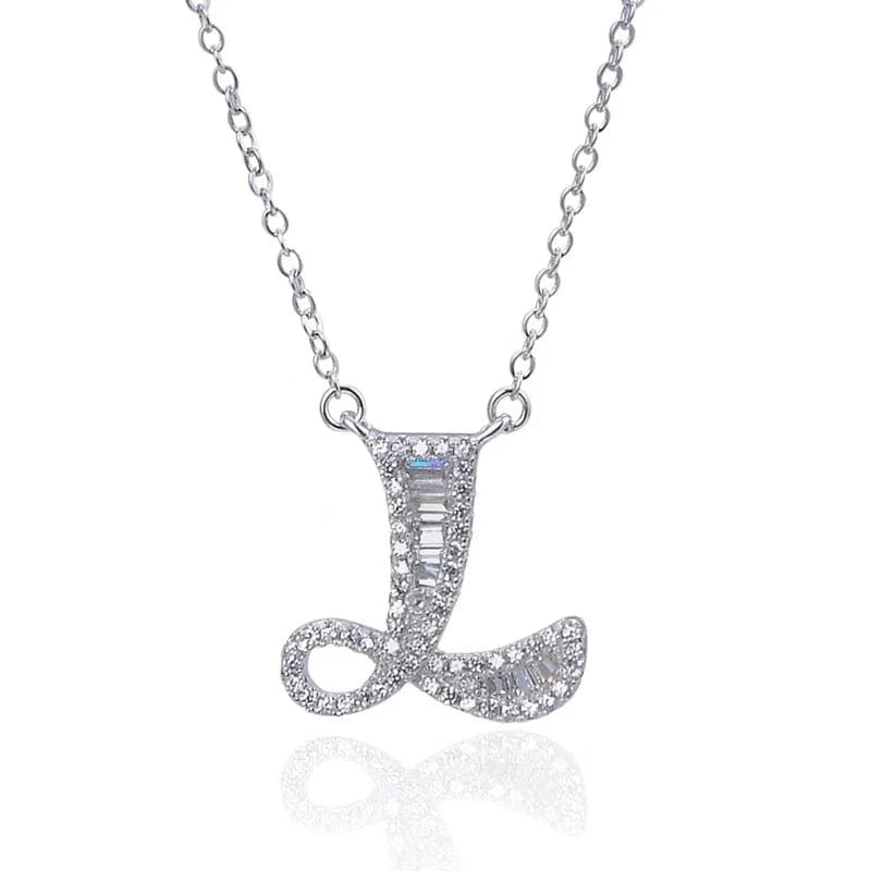 Hot Sale Alphabet Letter A-Z Pendant Charm Sterling Silver Jewelry 925 with CZ Stones Initial Necklace