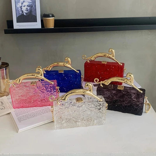 Hot Sale Box Handbags Young Lady Designer Clear Box Hand Bags For Woman's Fashion Jelly Purses