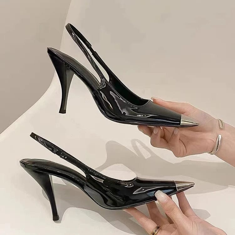 Hot Sale Casual Metal Square Toe, Black Stiletto, Baotou High Heels 2023