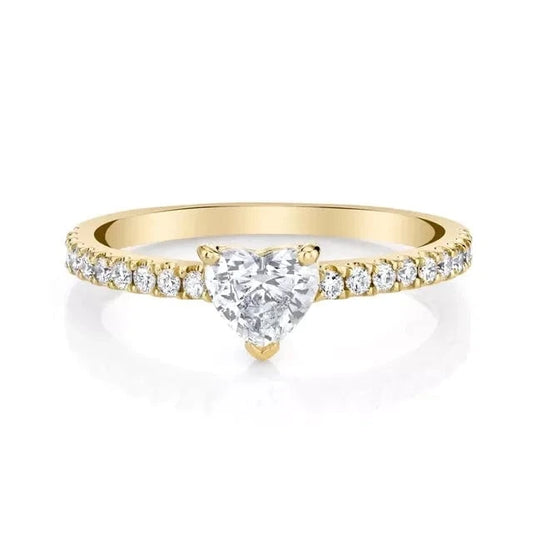 Hot sale Charming Heart Charm Zircon Rings For Women Wedding Vintage Valentine's Day 925 Sterling Silver Jewelry