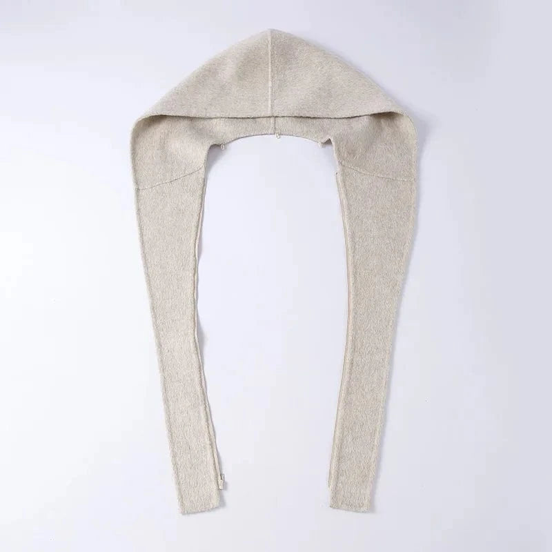 Hot Sale Detachable Double Sides Wool Hooded Patchwork Rex Rabbit Fur Coat for Women