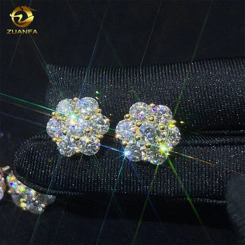 Hot sale dropshipping fashion jewelry earrings 18K gold plated 925 silver VVS-Fl GRA iced out screw back moissanite stud earring