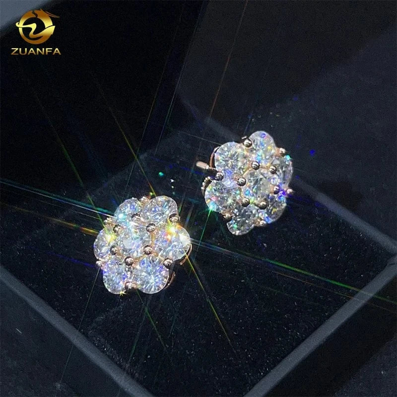 Hot sale dropshipping fashion jewelry earrings 18K gold plated 925 silver VVS-Fl GRA iced out screw back moissanite stud earring