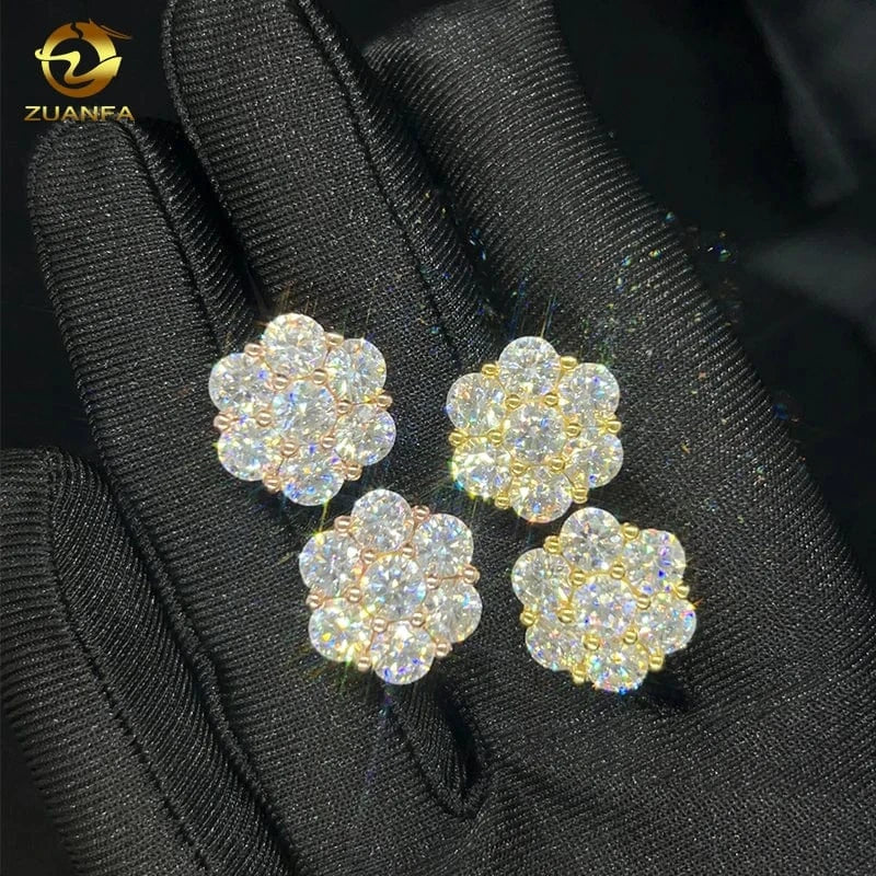 Hot sale dropshipping fashion jewelry earrings 18K gold plated 925 silver VVS-Fl GRA iced out screw back moissanite stud earring