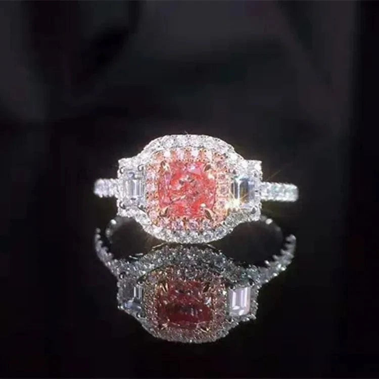 hot sale Dubai luxury bridal diamond jewelry 18k gold GIA SI2 0.5ct natural pink diamond ring for women