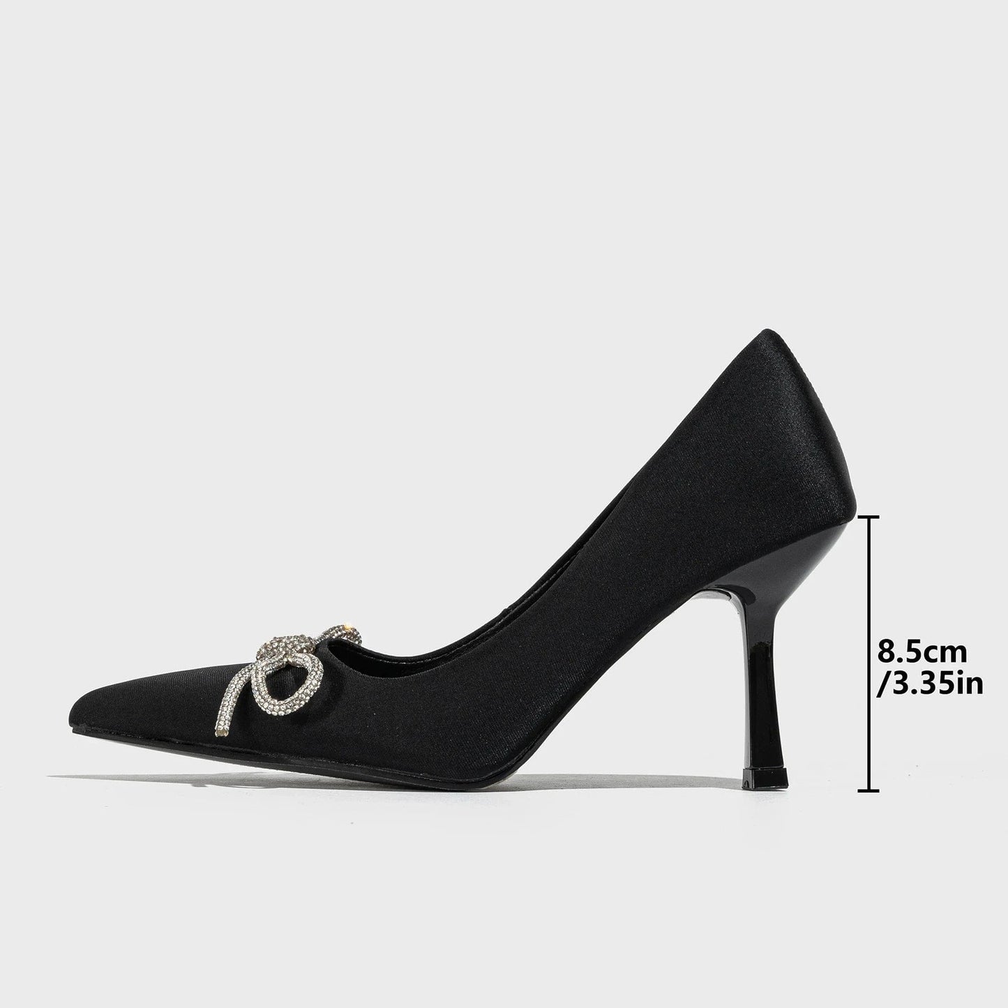 Hot sale Four Seasons French rhinestone bow socialite temperament high heel versatile simple summer plus size single shoes