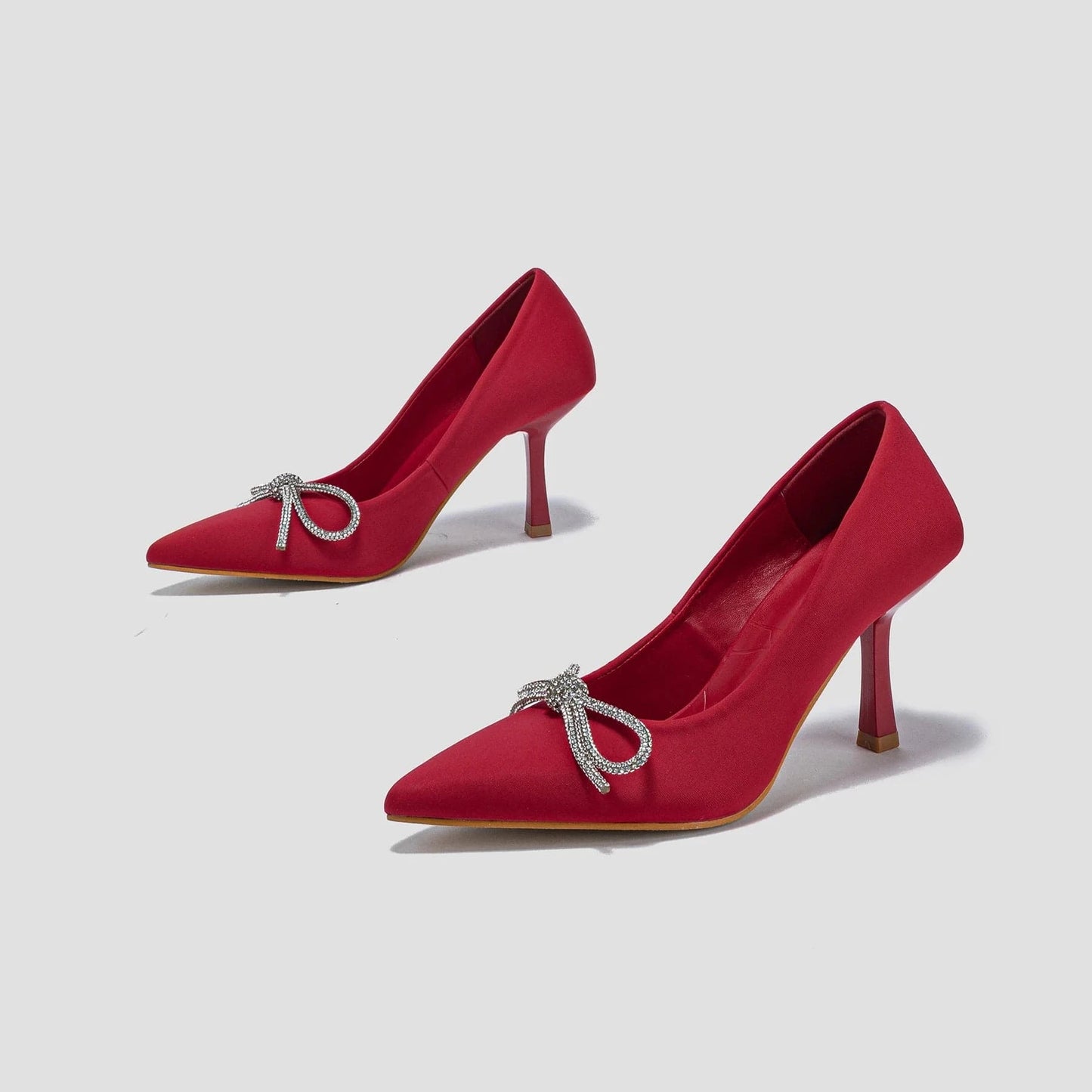 Hot sale Four Seasons French rhinestone bow socialite temperament high heel versatile simple summer plus size single shoes