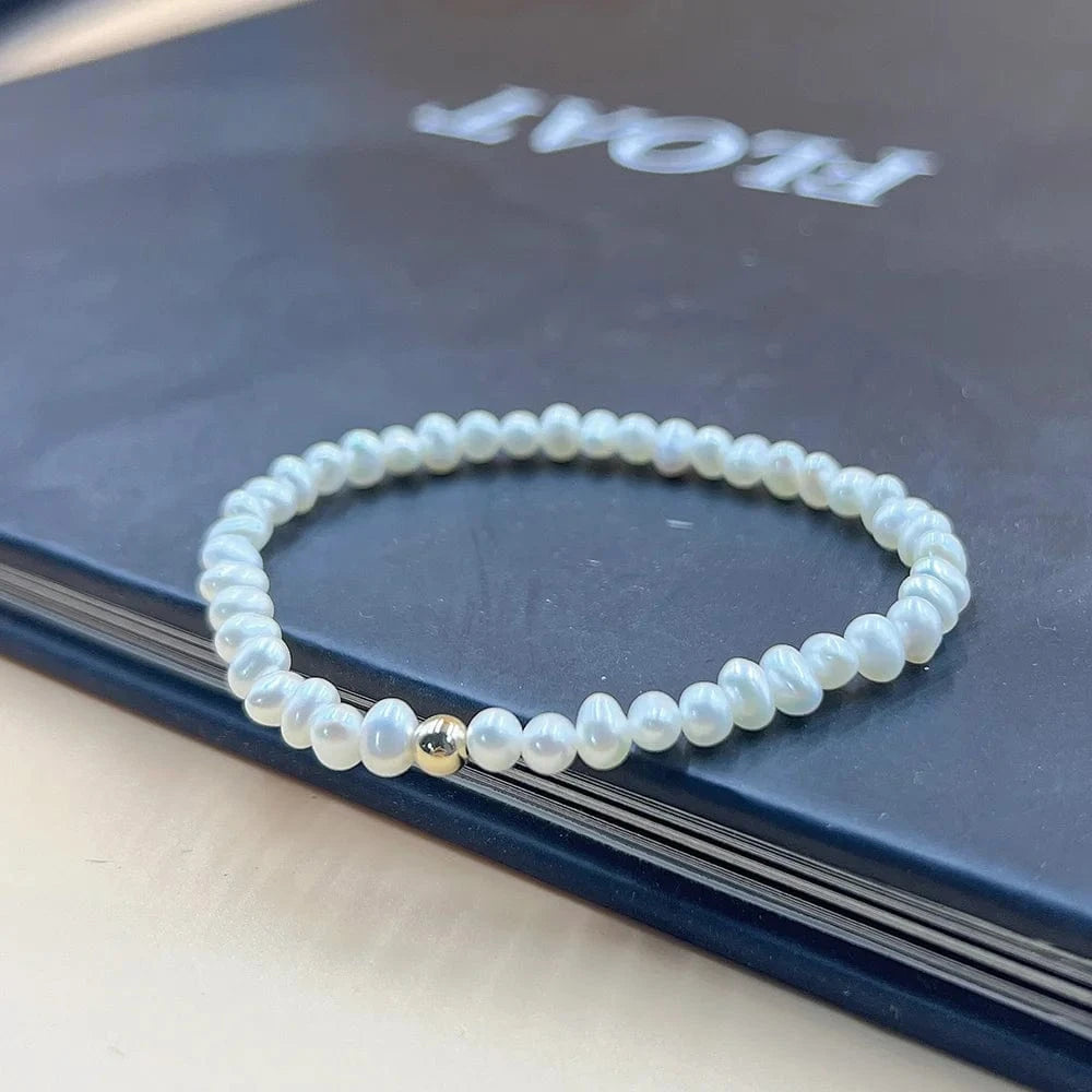 Hot sale high quality 14k gold filled  beaded freshwater pearl bracelet fashion jewelry for women