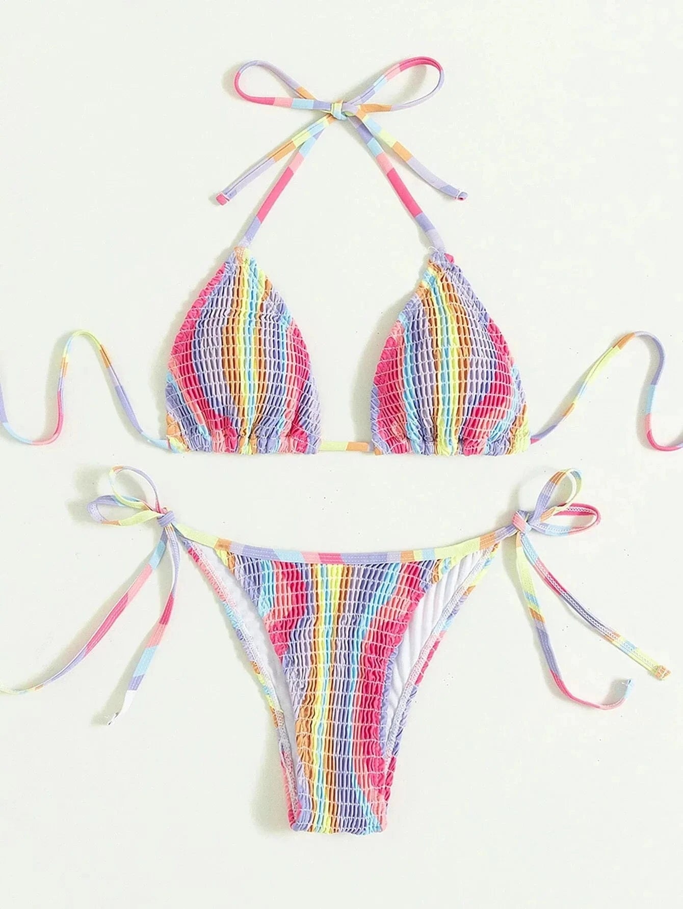 Hot sale high quality three-point beach bikinis wholesale chroma wrinkle bandage swimsuits custom styles swimwear