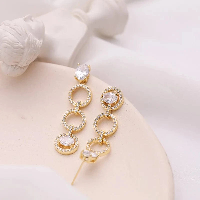 Hot Sale Korean Elegance Women Stud Earring 925 Sterling Silver Clear Rhinestone Crystal Handmade Ear Fine Jewelry