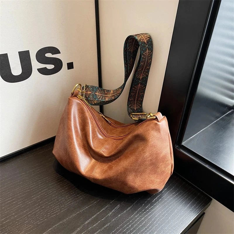 Hot Sale Luxury Hand Bags 2024 Young Lady Fashion Retro Handbags Ladies Designer Wide Shoulder Strip Purses For Females