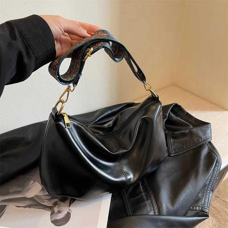 Hot Sale Luxury Hand Bags 2024 Young Lady Fashion Retro Handbags Ladies Designer Wide Shoulder Strip Purses For Females