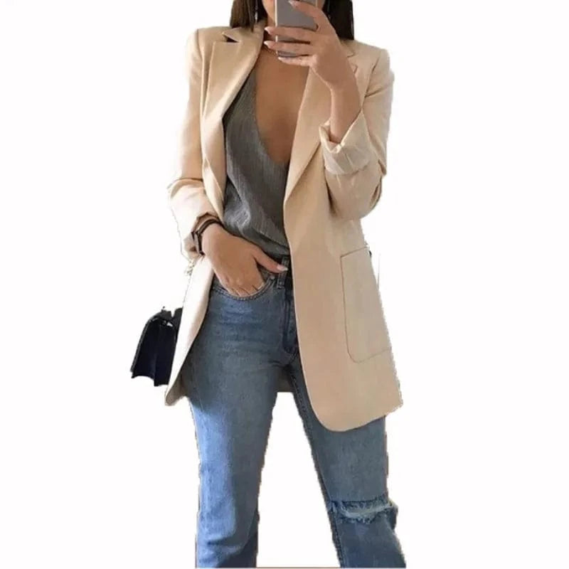 Hot Sale Plus Size Coat Long Sleeve Fashion Lapel Slim Cardigan Temperament Suit Jacket Women Blazer