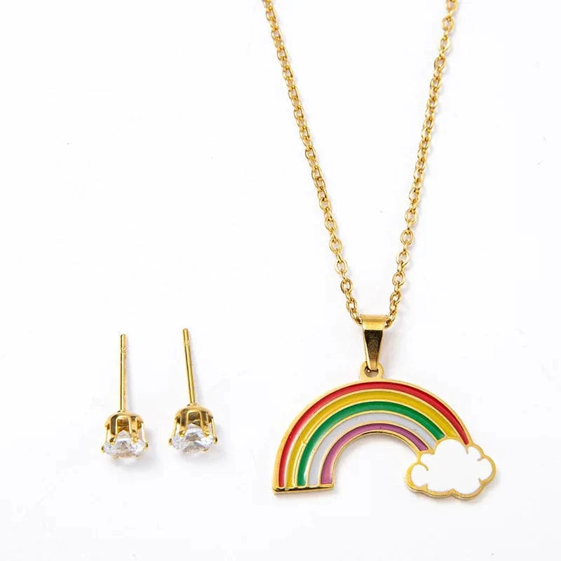 Hot Sale Red Fruit Strawberry Earrings And Necklace Set Stainless Steel Enamel Cherry Pendant Strawberry Necklace