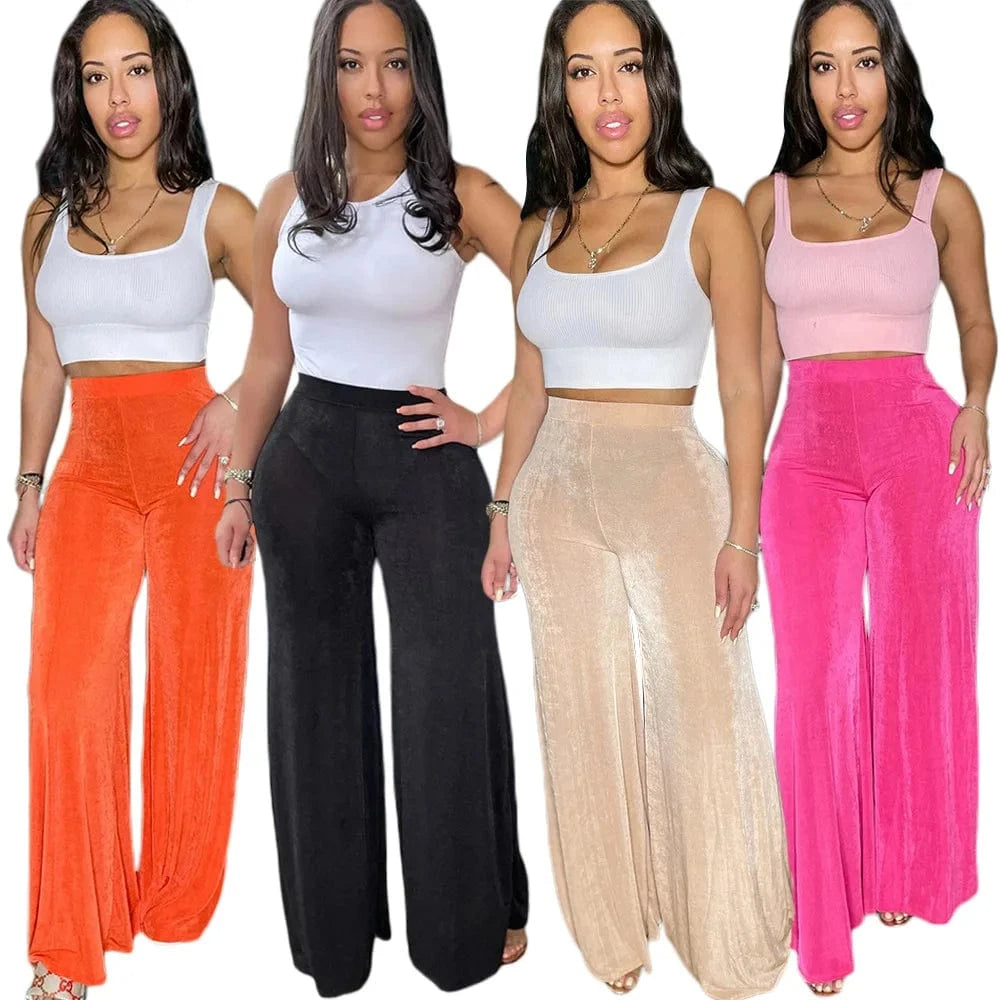 hot sale women's fashion casual Stylish Slim Fit Velvet High Waist Statement Flared Trousers women's pants & trousers