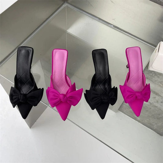 Hot sale women's sandals 2024 new fashion rhinestone bow stiletto high heel pointed female pumps