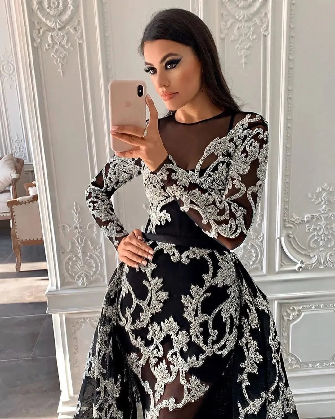Hot Sales Graceful Lady Evening Dress Shiny Sexy Party Gown Embroidery Sequin Evening Dress