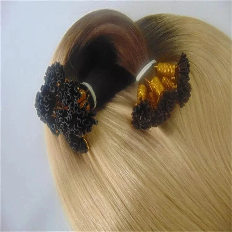 hot sell long hair 100% human hair virgin quality blonde color u tip hair extensions