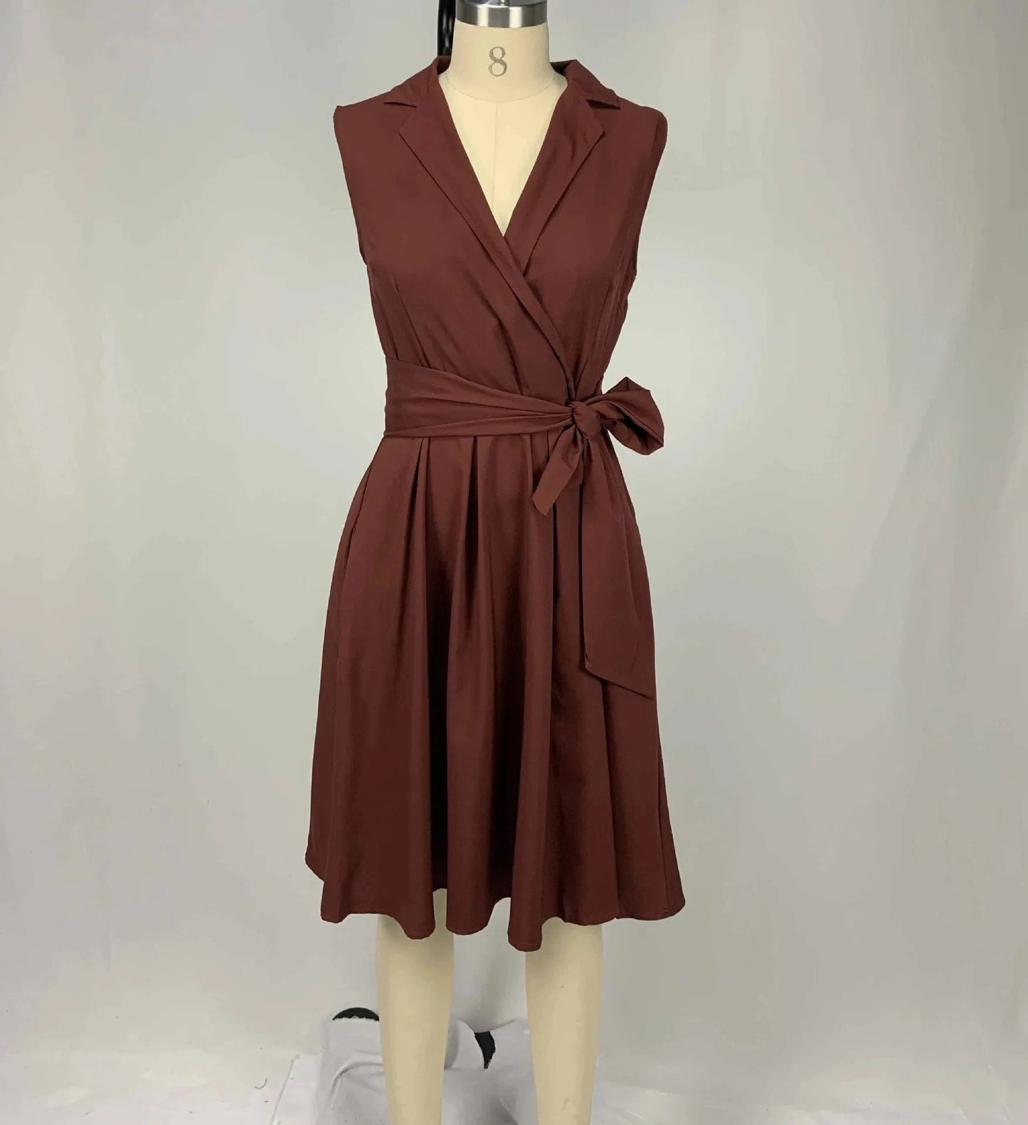 Hot Sell Solid Color summer Elegant Ladies Office dress  professional Women Formal Work Sleeveless Belted A line Career Dresses