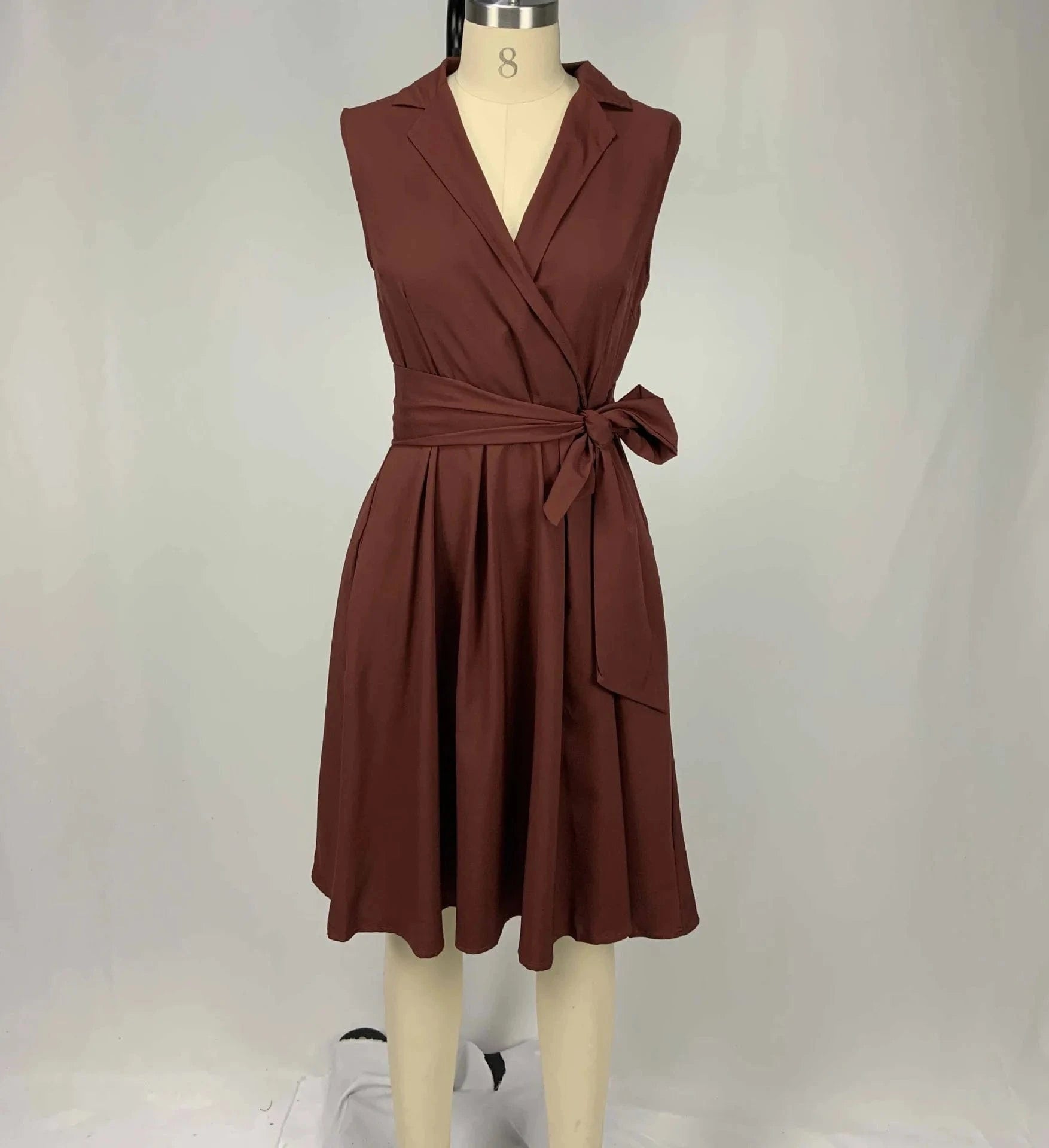 Hot Sell Solid Color summer Elegant Ladies Office dress  professional Women Formal Work Sleeveless Belted A line Career Dresses