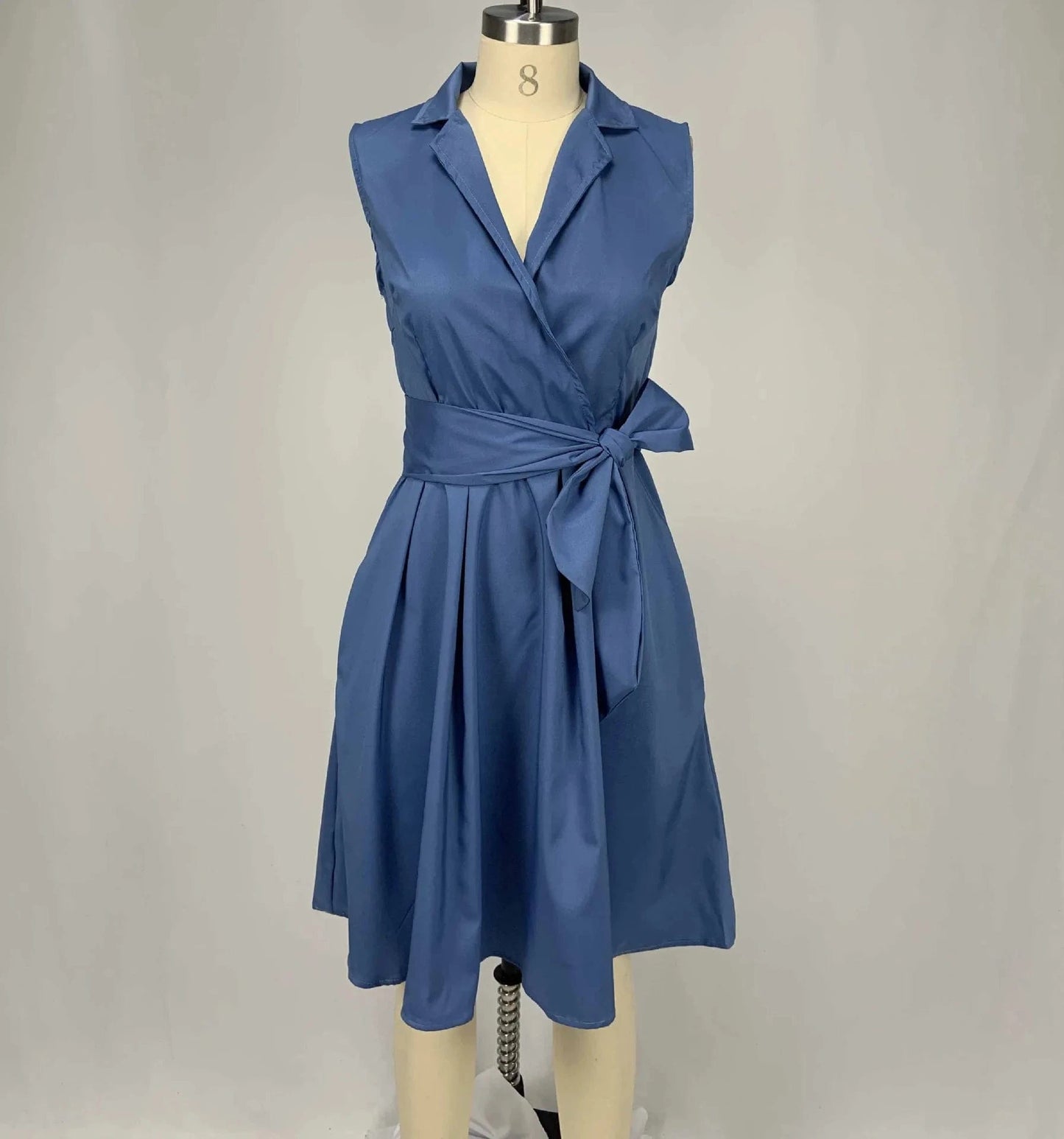 Hot Sell Solid Color summer Elegant Ladies Office dress  professional Women Formal Work Sleeveless Belted A line Career Dresses