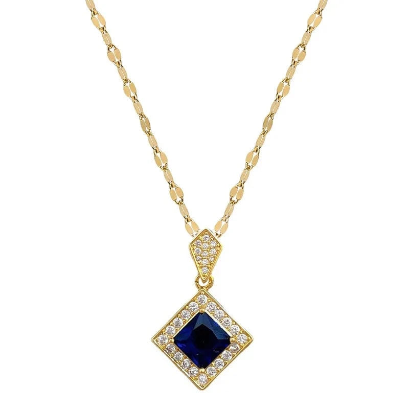 Hot Selling 18k Jewelry Sets  Stainless Steel Gold Plated Wedding Party Blue diamond Jewelry Sets for Women gift