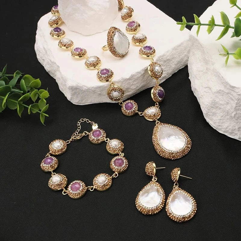 Hot Selling 18k Stainless Steel Gold Plated bridal wedding jewelry sets luxury saudi zirconia dubai jewellery set for women