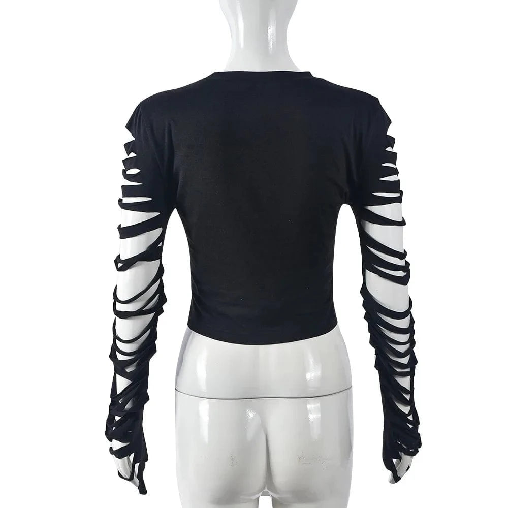 Hot selling 2024 spring boutique women clothes digital print long sleeve crop top t shirt