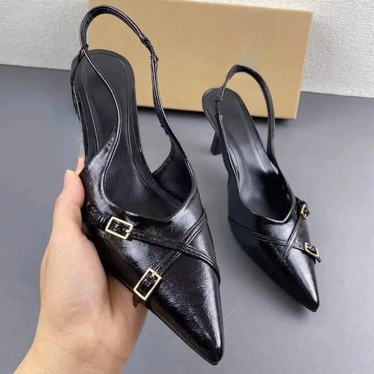 Hot Selling Chaussure European Fashion Slingback Women's Sandal Femme Talon New High Heel for Ladies Elegant Heels