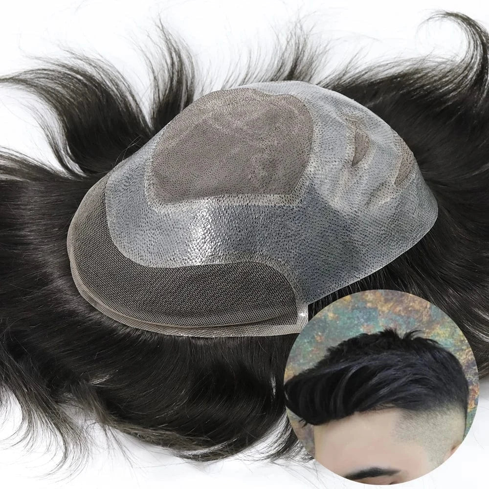 Hot selling cheaper fine mono lace top men toupee human hair piece male cheap replacement system