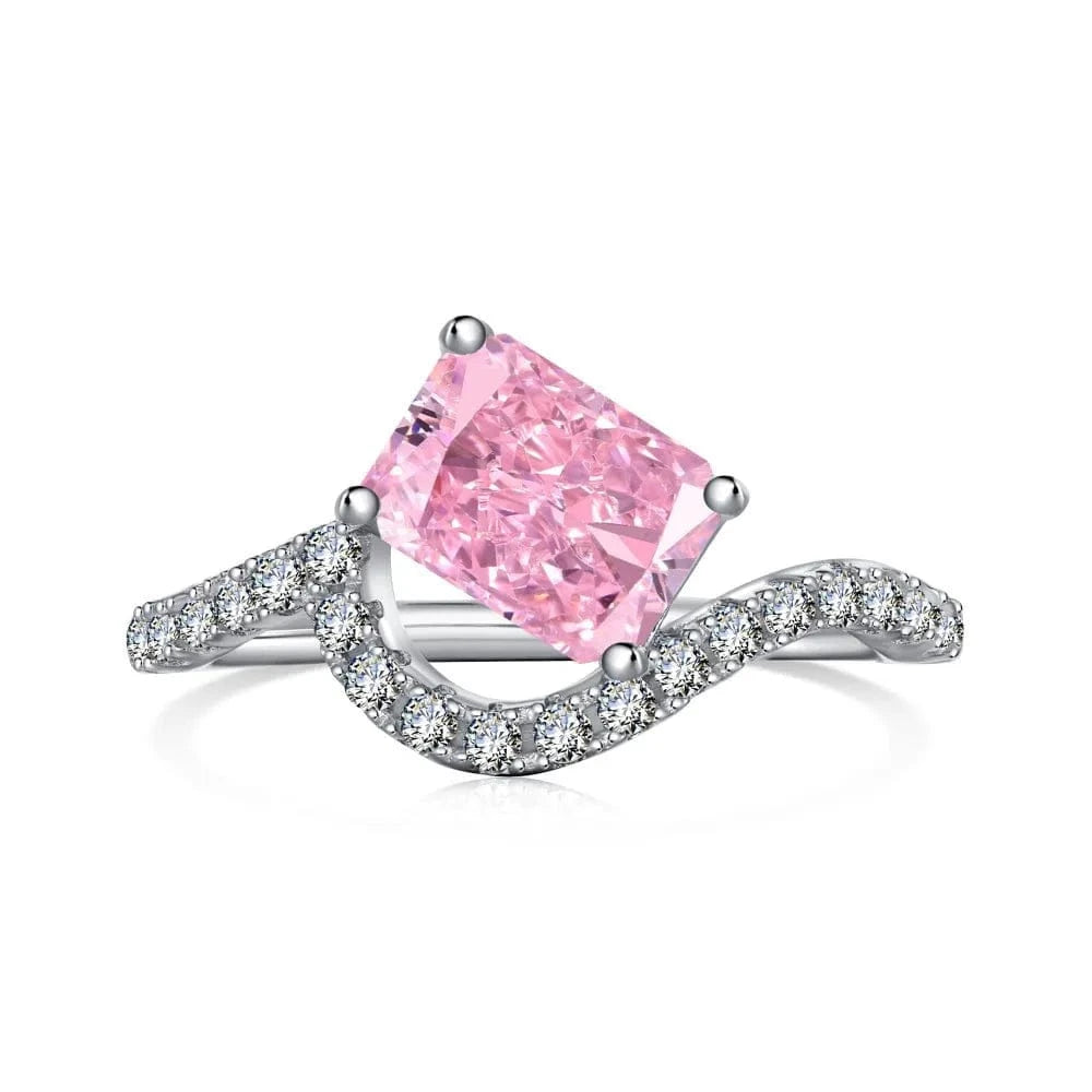 Hot Selling Colorful Fine Jewelry Square 925 Sterling Silver Rings Bridal Diamond Cubic Zirconia Wedding Jewelry Sets For Women
