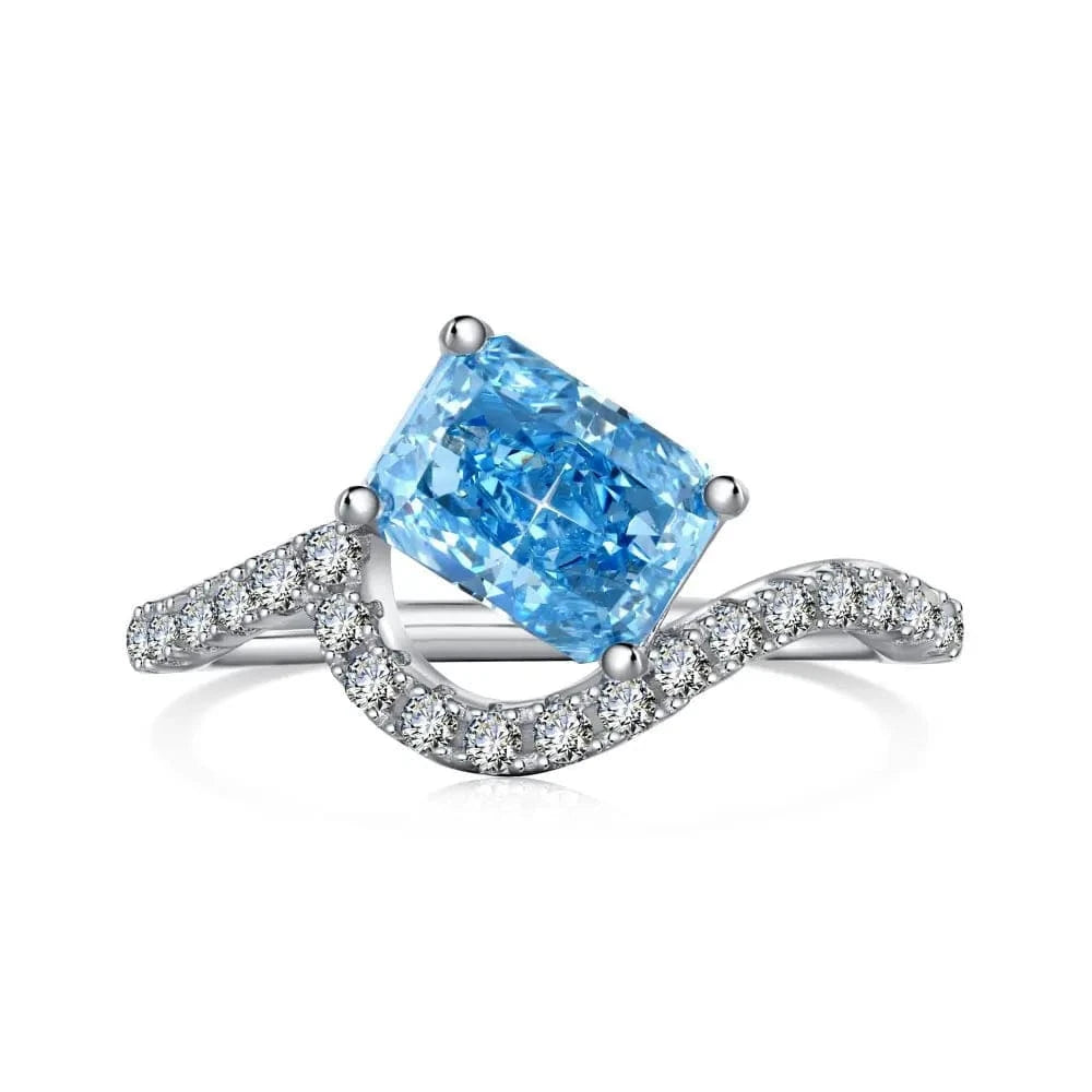 Hot Selling Colorful Fine Jewelry Square 925 Sterling Silver Rings Bridal Diamond Cubic Zirconia Wedding Jewelry Sets For Women