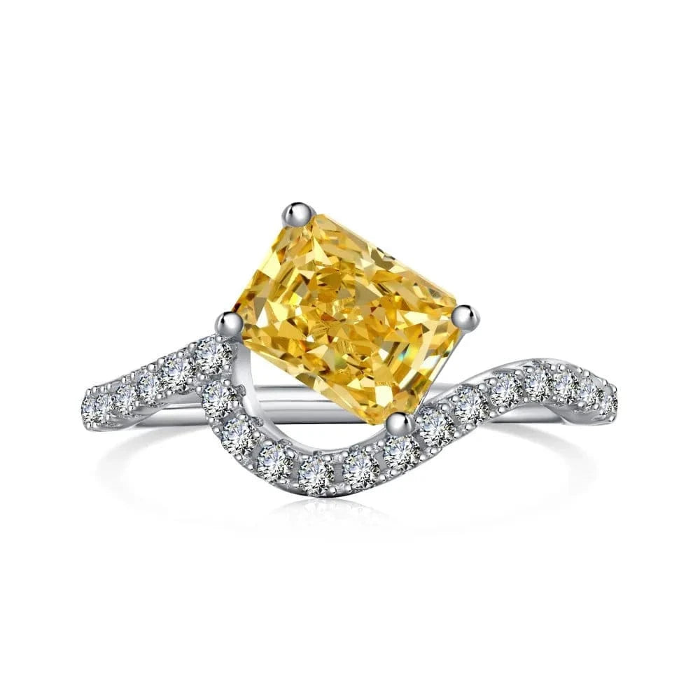Hot Selling Colorful Fine Jewelry Square 925 Sterling Silver Rings Bridal Diamond Cubic Zirconia Wedding Jewelry Sets For Women