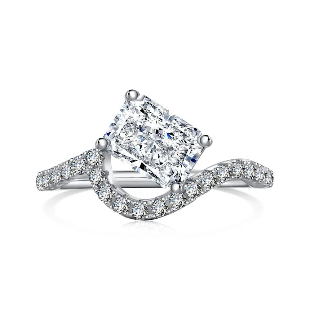 Hot Selling Colorful Fine Jewelry Square 925 Sterling Silver Rings Bridal Diamond Cubic Zirconia Wedding Jewelry Sets For Women