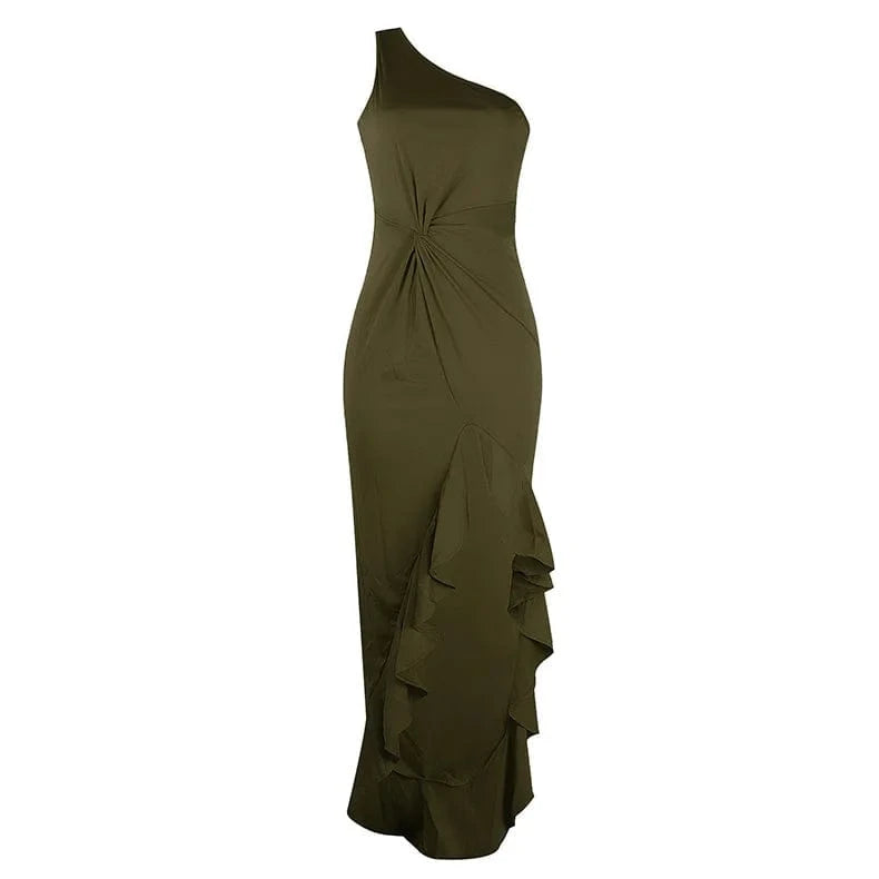 Hot Selling European And American Split Ruffle Women Lady Elegant Luxury Prom Sexy Evening Dresses 2024