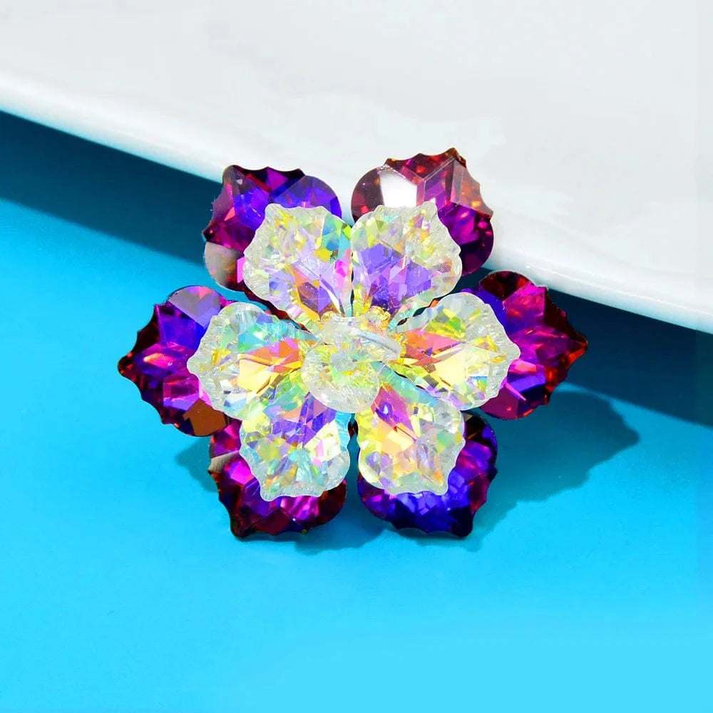 Hot selling fashion custom gradient color women's high-end accessories crystal flower brooch fashion women's jewelry