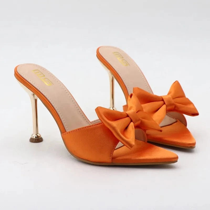 Hot Selling Fashion Luxury Sexy Casual Ladies Wedding Party Bow Knot High Rivet Heels Women Shoes Heeled Sandals For Women Lady