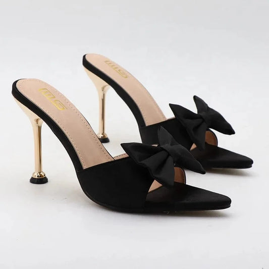 Hot Selling Fashion Luxury Sexy Casual Ladies Wedding Party Bow Knot High Rivet Heels Women Shoes Heeled Sandals For Women Lady