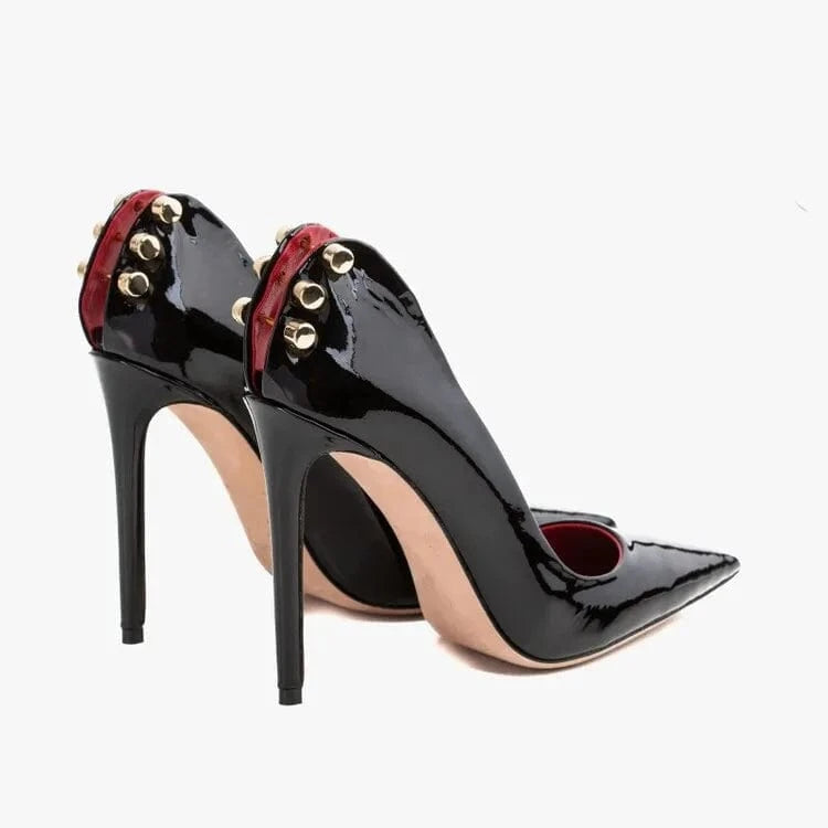 Hot Selling Fashion Shoes Buttons Stiletto Heels Women Shoes High Heels High-heeled Shoes Summer Pumps Pointed Metal Black PU