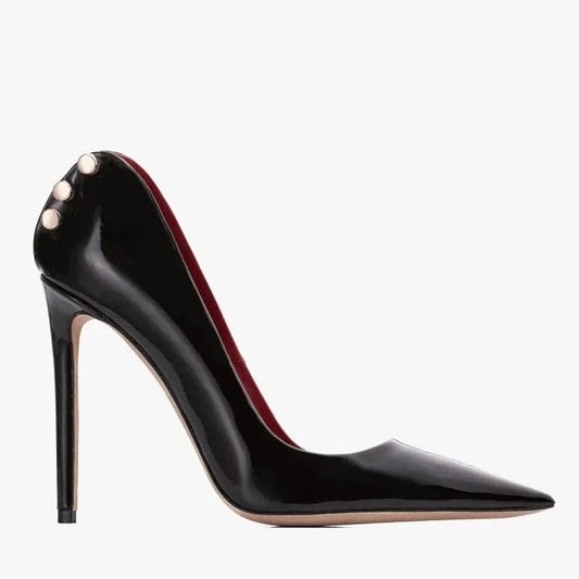 Hot Selling Fashion Shoes Buttons Stiletto Heels Women Shoes High Heels High-heeled Shoes Summer Pumps Pointed Metal Black PU