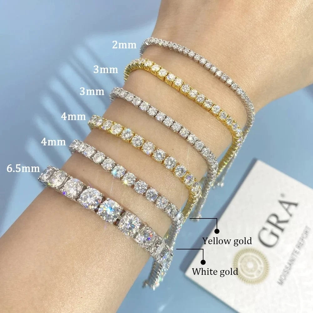Hot Selling Iced Out VVS Moissanite Tennis Bracelet 925 Silver Red Pink Yellow Moissanite Diamond Tennis Chain Hip Hop Jewelry