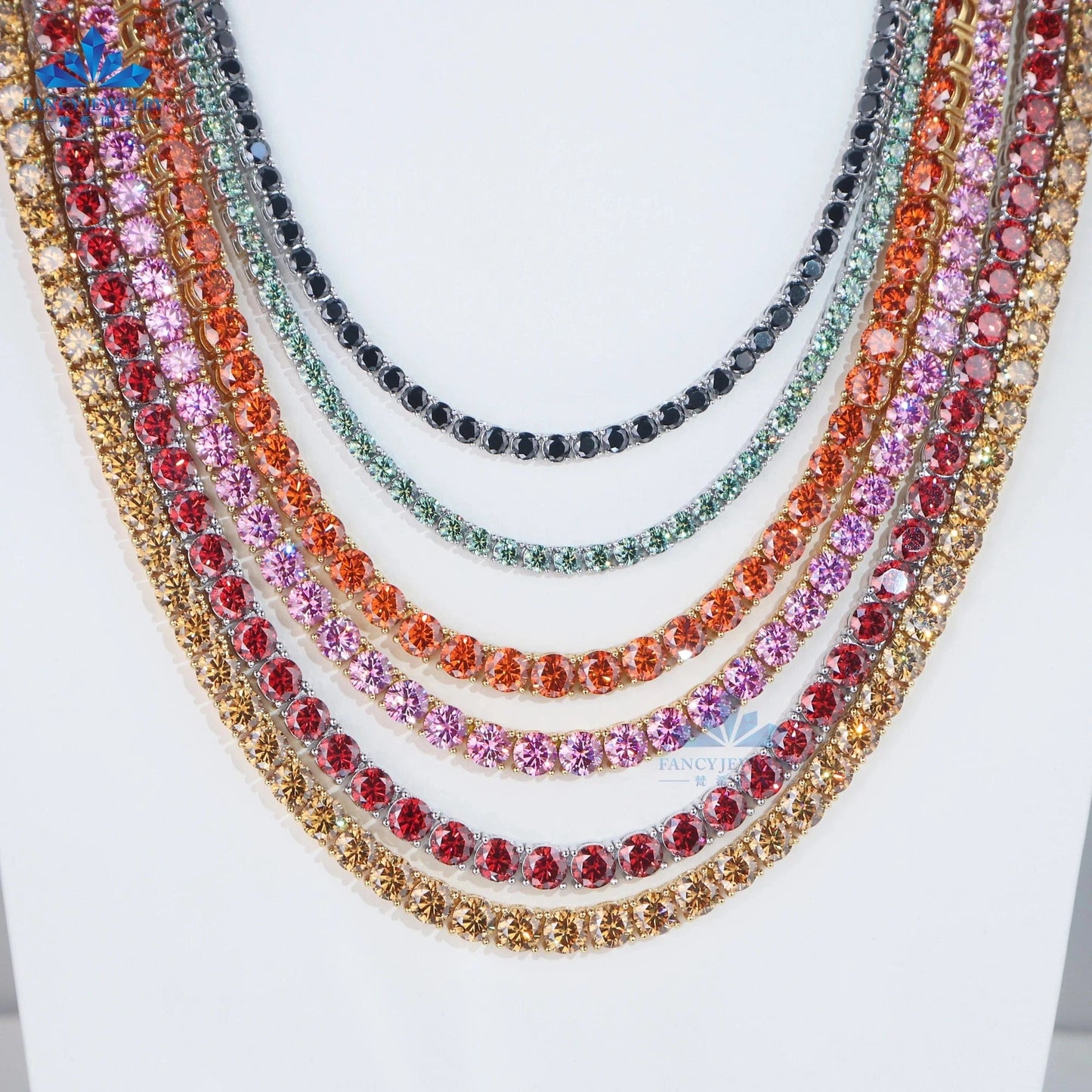 Hot Selling Iced Out VVS Moissanite Tennis Bracelet 925 Silver Red Pink Yellow Moissanite Diamond Tennis Chain Hip Hop Jewelry