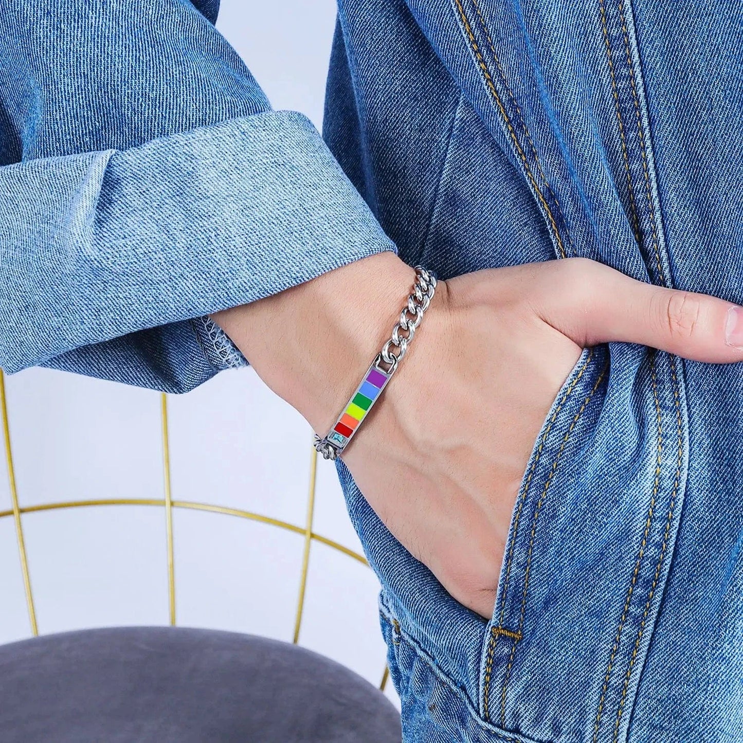 Hot Selling Lover Gift Personality Rainbow Plate Couple Bracelets